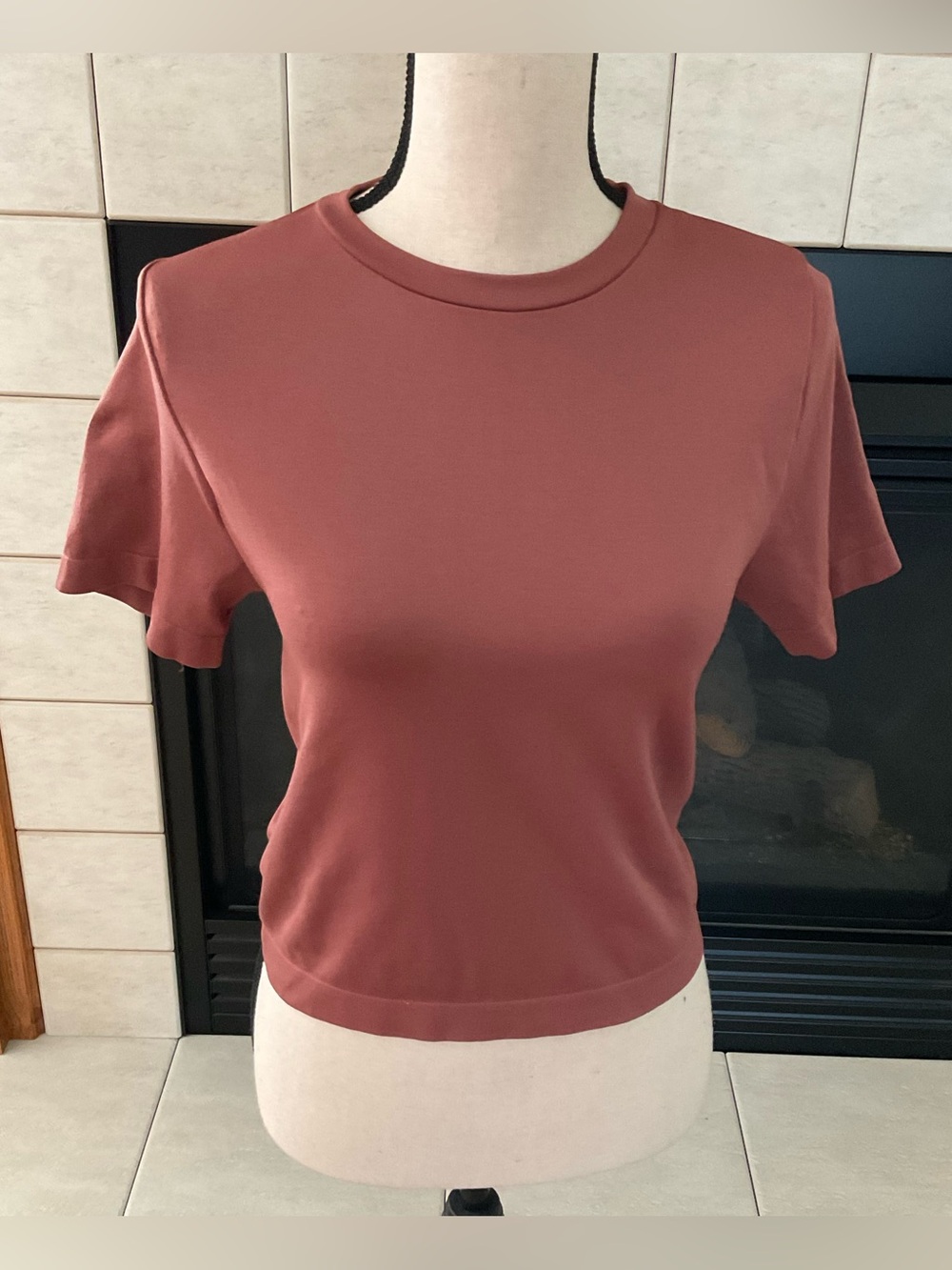 A New Day Terracotta Crew Neck, Short Sleeve Pullover Top, Sz Junior Large